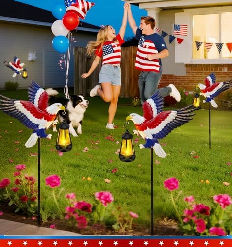 Solar Lights Outdoor 29.9in Metal Eagle with Solar Lights Garden Stakes
