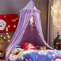 VETHIN Bed Canopy for Girls,Princess Round Dome Dreamy Mosquito Net Bedding Girls Room Castle Play Tent Hanging House Decor Reading Nook Canopies (Purple)