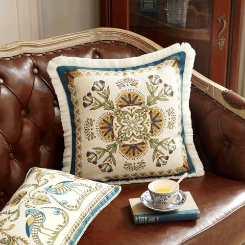 patdrea Designer Vintage Floral Throw Pillow Cover,18"x18",Set of 2