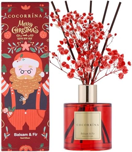 COCORRÍNA Reed Diffuser - Balsam & Fir 6.7 Fl.oz Diffuser with 8 Sticks Home Fragrance Christmas Reed Diffuser for Bathroom Shelf Decor Home Decor