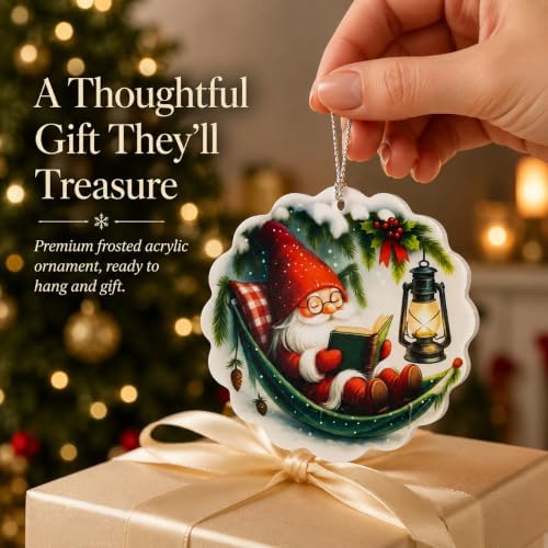 Gnome Christmas Ornaments 2026, Gnomes Gifts, Cute Gnome Ornament for Book Lover Gift, Funny Gnomes for Window Decor, Book Lover Gifts for Women Men, Friend, Family, Coworker, Holiday Decor