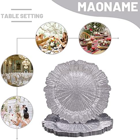 MAONAME Silver Charger Plates Set of 6, Reef Chargers for Dinner Plates