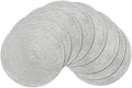 SHACOS Glitter Silver Placemats Set of 8 Sparkle Bling 15 inch Round Braided Table Mats Washable Place Mats for Dining Table Home Christmas Holiday Decor (Silver, 8)