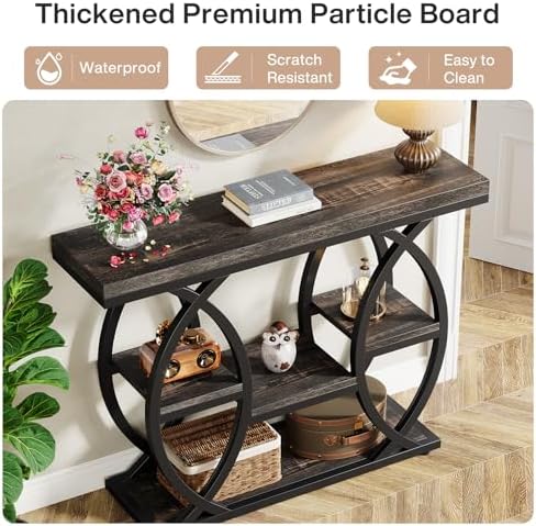 Tribesigns 39.4" Console Table, Sofa Table, Accent Tables, Black Brown