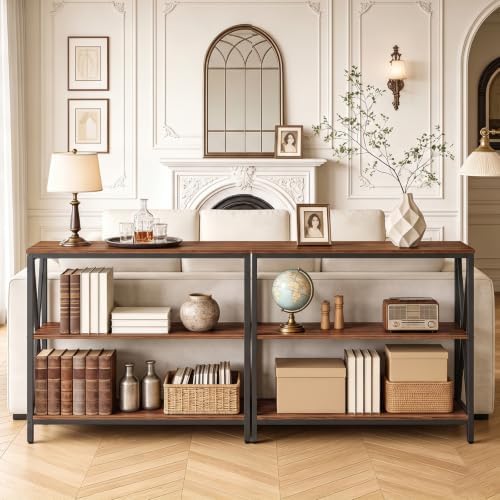 MAHANCRIS 31.5" Sofa Table, Industrial Console Table, 3-Tier Entryway Table