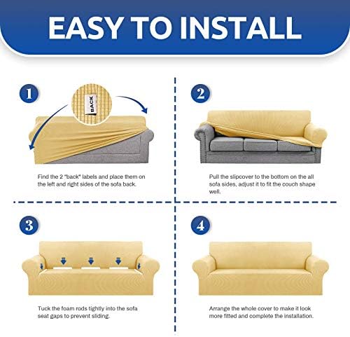 KEKUOU Stretch Loveseat Couch Cover, 2 Cushion Couch Slipcover,Champagne