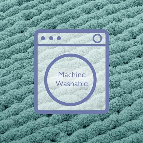 Bigacogo Chunky Knit Throw Blanket for Couch, 40x40 inches, Light Teal