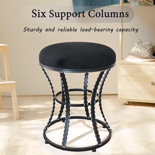 Vanity Chair, Small Velvet Vanity Stool & Ottoman Bench for Bathroom, Dorm