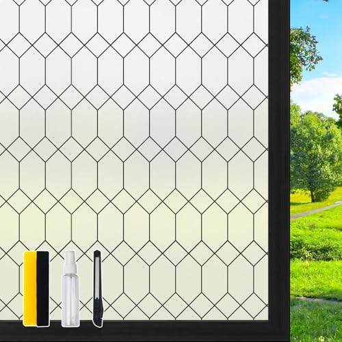 DKTIE Moroccan Lattice Window Privacy Film Stained Glass 29.5in X 118.1in