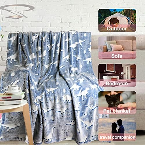TEHALK Dinosaur Glow in Dark Blanket - Soft Fleece for Boys & Girls - Personalized Baby & Toddler Blanket - 50"x60"