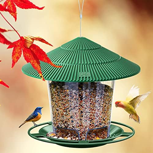 Hanizi Bird Feeder Outdoor Hanging for Wild Bird Seed, Green