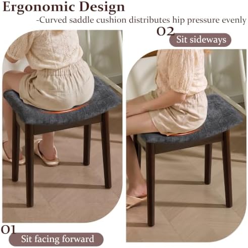 Royal Windsor Vanity Stool, 18" H Makeup Chair,Small Ottoman Stool
