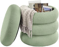 SONGMICS Vanity Stool, Round Ottoman with Storage, Teddy Fleece