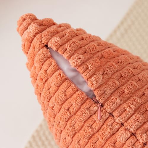 Kevin Textile Soft Corduroy 12"x20" Lumbar Pillow Covers 2 Pack, Coral Red