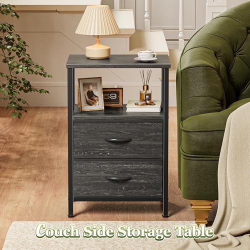 Huuger Night Stand Set of 2, Nightstand with 2 Drawers, Bedside Table