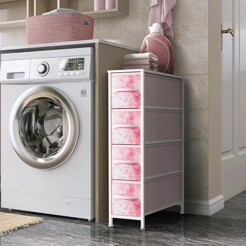 Sorbus 4-Drawer Narrow Dresser for Bedroom (Tie-dye Pink)