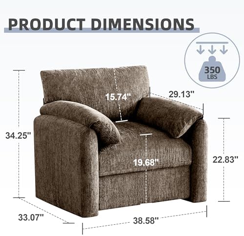 Howjoe 2 Pack Accent Chair for Living Room, Oversized Armchair, Brown