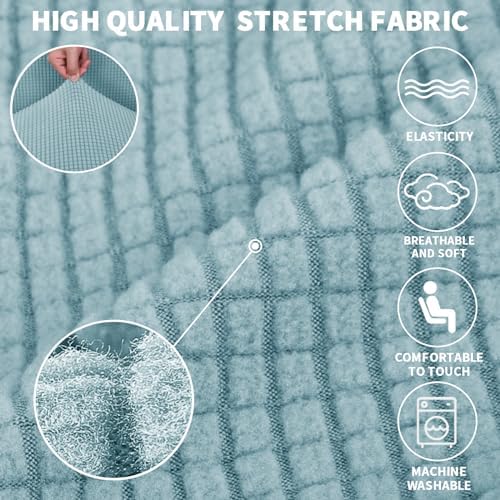 JIVINER High Stretch Couch Covers for 3 Cushion Couch 1-Piece Jacquard Elastic Sofa Slipcovers Anti Slip Sofa Cover with Elastic Bottom Furniture Protector for Kids Pets (Sofa, Blue Light)