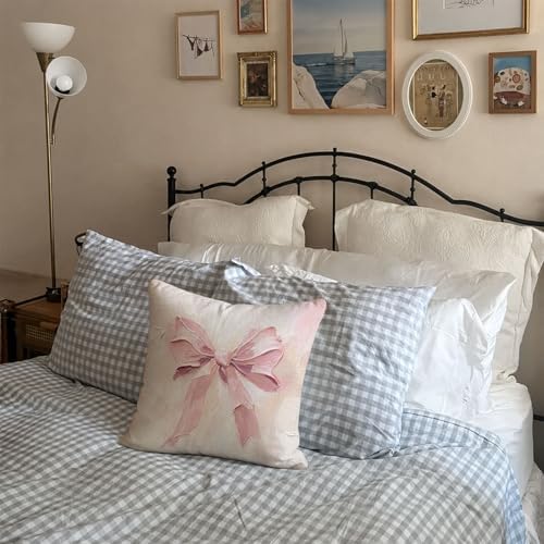 Pink Bow Pillow Cover 18x18, Dorm Decor for College Girls
