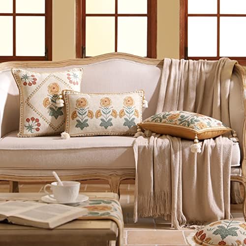 patdrea Designer French Vintage Pillow Cover,12"x20",Set of 2
