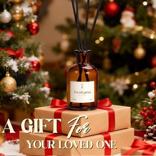Balsam Cedar Reed Diffuser Set - Includes Reed Diffuser Sticks, 2 Pack Fragrance Oil and Glass Bottle, Reed Diffusers for Home Bathroom Shelf Decor & Gift, Air Fresheners (8.12 fl.oz)