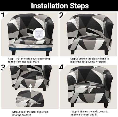 Barrel Chair Covers Slipcover 1 Piece, 2 Pack Club Chair Covers Furniture Protector with Arms, Round Soft Armchair Sofa Cover Removable Couch Slipcover for Bar Living Room Hotel Counter