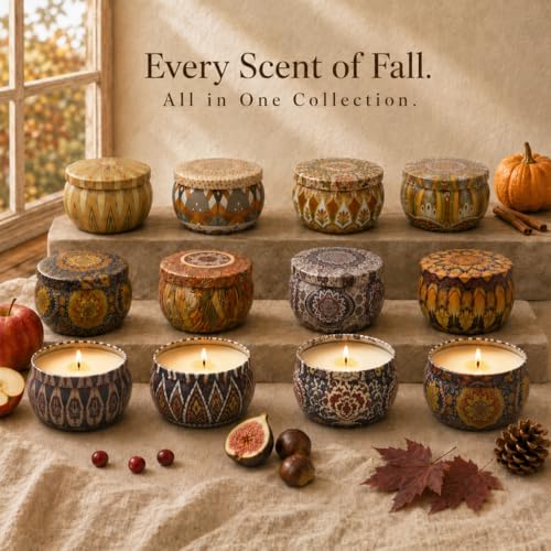 Fall Scented Candles Gift Set, 12 Pack Soy Candles for Home, 2.5 oz Each
