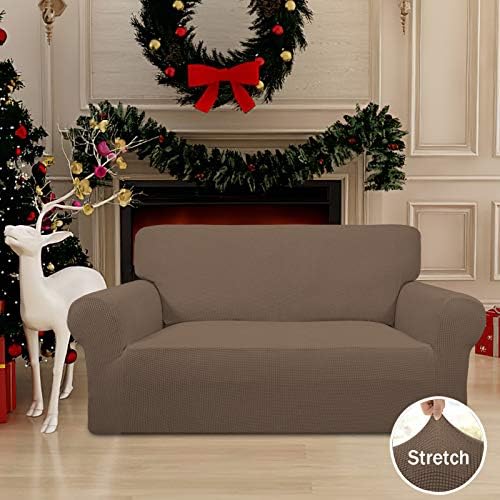 Easy-Going Stretch Loveseat Couch Covers Washable Brown