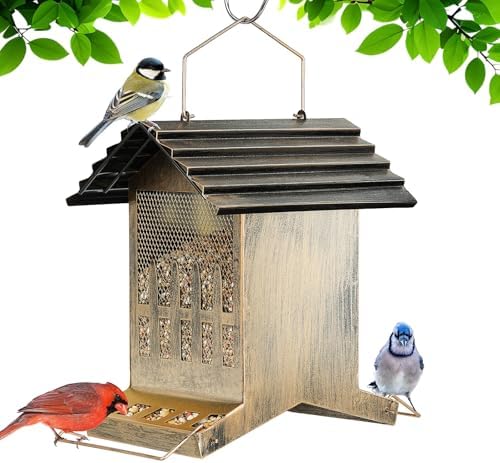 Large Metal Bird Feeder House Outdoor Hanging 2-Side Feeding 6 Lbs Capacity