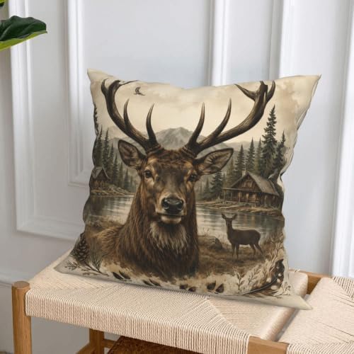 Animal Deer Decorative Throw Pillow Covers 18x18 Inch Set of 4