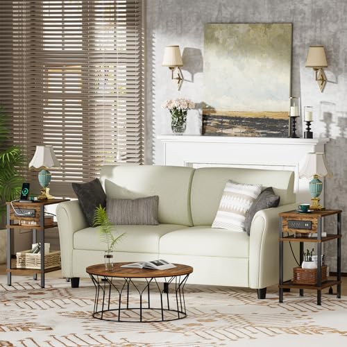 Creso hom Side Table with Charging Station, End Tables Living Room