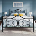 SHA CERLIN Queen Size Metal Bed Frame with Butterfly Headboard, Black