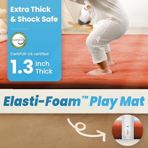 1.3" Thick Baby Play Mat, 50x50 Foam Tummy Time Mat – Brick
