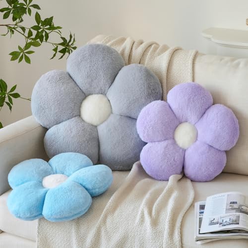 Zlgkjk Flower Pillow, Decorative Throw Pillows with Soft Plush for Couch Bed, Cute Daisy Pillow Cushion Home Decor Floral Throw Pillow (Blue, 19.6 Inches)