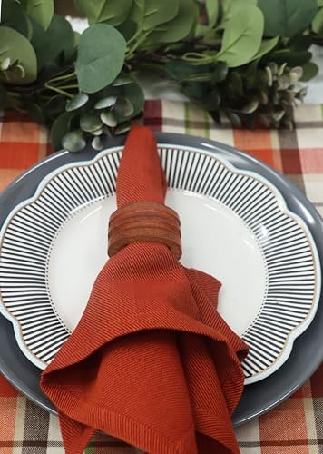 COTTON CRAFT Solid Wood Fluted Ribbed Napkin Rings - Set of 12 Napkin Rings