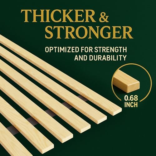 Treaton, 0.68-Inch Vertical Wooden Bunkie Board/Bed Slats, Queen, Beige