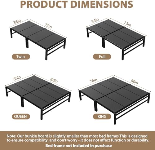 Heavy Duty Bunkie Board Twin Size 38" x75'',10MM Bed Support Board