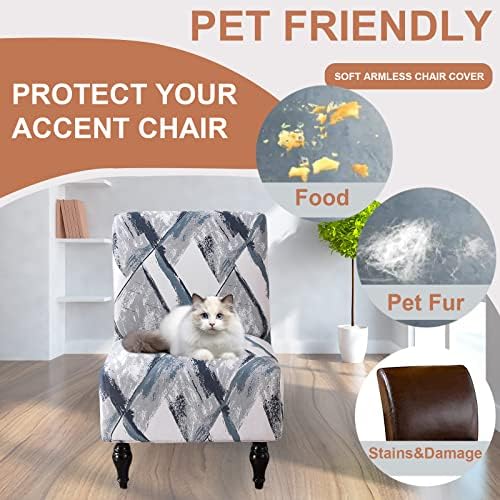 Eco-Ancheng Armless Chair Slipcover - Removable, Washable, Printed Accent Chairs for Living & Dining Room