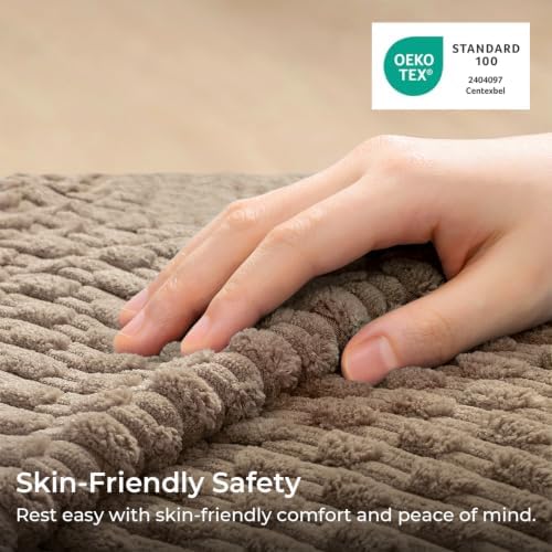 Kevin Textile Soft Corduroy 16x16 Inch Pillow Covers 2 Pack, Light Brown