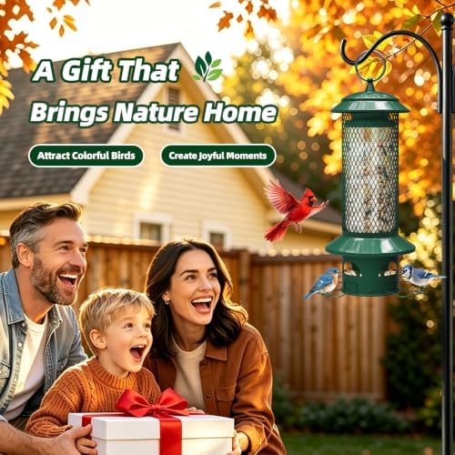 Squirrel Proof Bird Feeder for Outdoors, Hanging Metal Ring, Removable Base