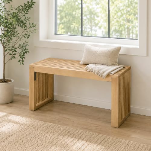 SwallowLiving Solid Wood Entryway Bench 30" Farmhouse Dining Room Slatted
