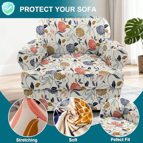 NILUOH 2-Piece T-Cushion Armchair Slipcover, Stretch Chair Cover with Separate Seat Cushion Cover, Soft Washable Furniture Protector for Living Room