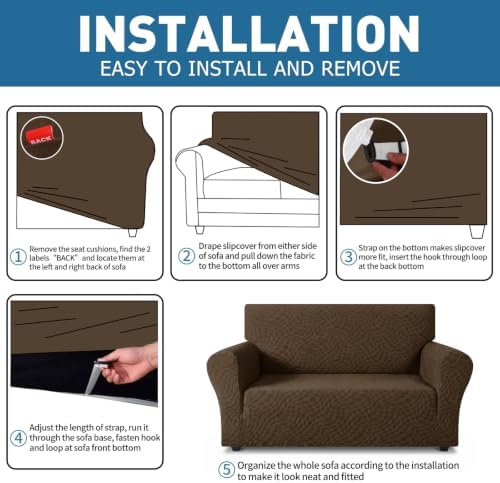 ZNSAYOTX 1 Piece Stretch Chair Cover with Arms (34"-44"), New Plaid Armchair Cover with Elastic Band for Living Room, Ultimate Soft Cozy Washable Chair Slipcover Form Fit Protector, Coffee