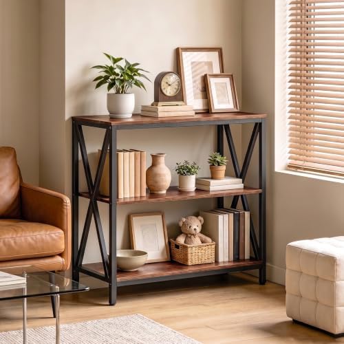 MAHANCRIS 31.5" Sofa Table, Industrial Console Table, 3-Tier Entryway Table
