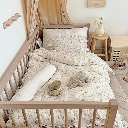 Girls Toddler Bedding Duvet Cover with Ruffles, Crapemyrtle, 47"x59"
