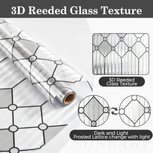 Sunbaby Reeded Glass Window Privacy Film, Frosted Static Cling,23.6"x118"