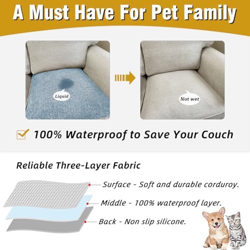 Couch Arm Covers, Sofa Arm Covers, Waterproof Armrest Cover for Sofa, Armchair, Loveseat, Non-Slip Recliner Arm Cover, Headrest Cover, Arm Chair Covers Set of 2 (Light Blue, 24"×20")