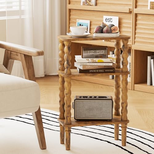 Veegle Narrow Side Table Small End Table for Small Spaces Rustic Brown
