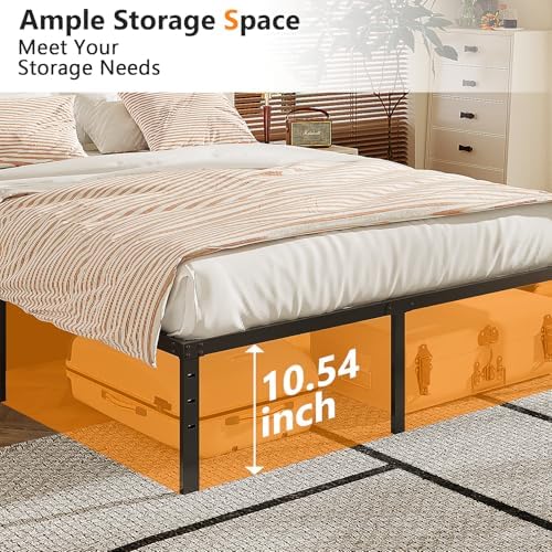 VINGLI 12 Inch King Bed Frame, Heavy Duty Metal Platform - No Box Spring Needed,Reinforced Steel Slats, Noise-Free, Easy Assembly, Ample Underbed Storage, Black