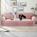 MAXIJIN Stretch Couch Cover Sofa Covers for 3 Cushion Couch (71"-91" Washable Sofa Slipcovers with Non-Slip Foam & Elastic Strap, Dog Cat Pet Friendly Furniture Protector (Large, Pink)